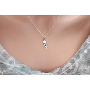 Sterling Silver Sprig Leaf Necklace, Sterling Silver Sprig Leaf Charm Necklace